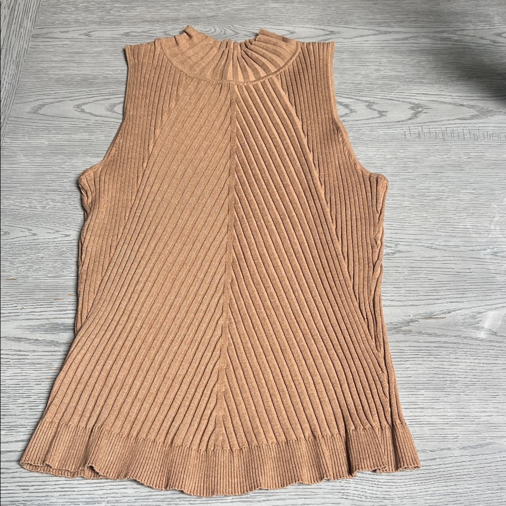 INC International Concepts Ribbed Knit Top in Brown